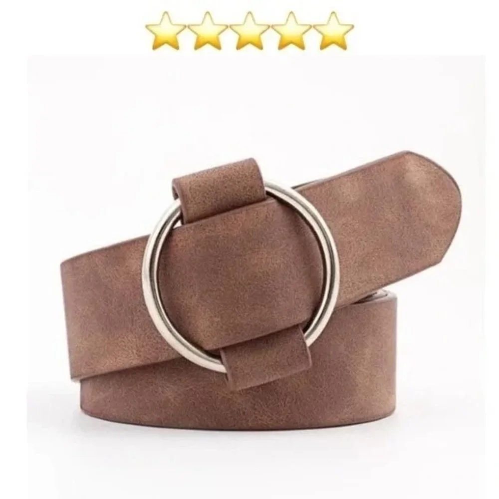 NEW Faux Vegan Leather Belt in Khaki Tan Beige - Picture 10 of 12